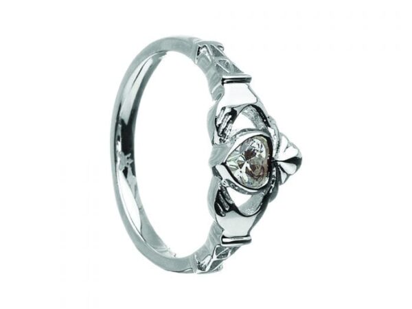 Boru Jewellery April Birthstone Claddagh Ring – Cubic Zirconia